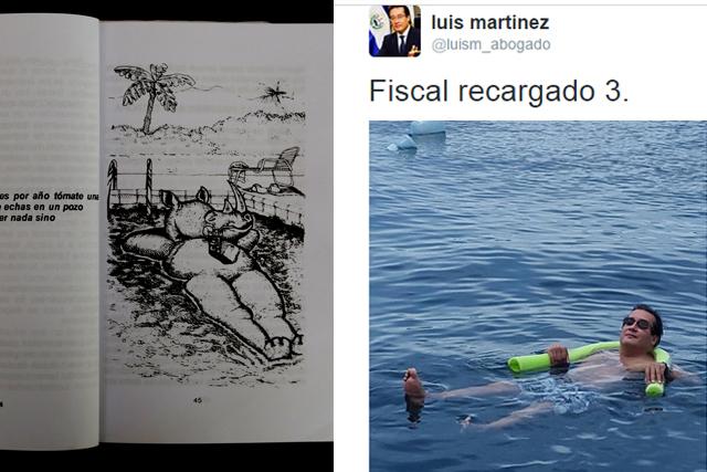 Martínez subió a su Twitter, el 24 de agosto de 2014, una foto de él retozando en una piscina en la que se parece mucho a esta ilustración de 