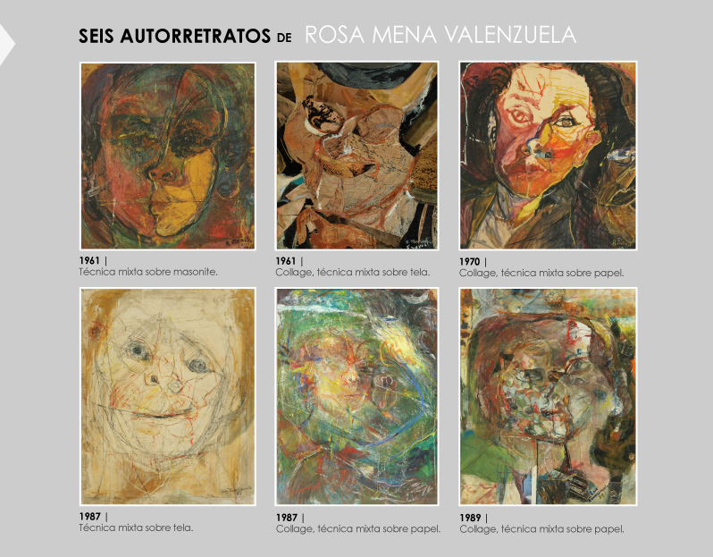 Seis autoretratos entre 1961 y 1989. Rosa Mena Valenzuela explicó: 