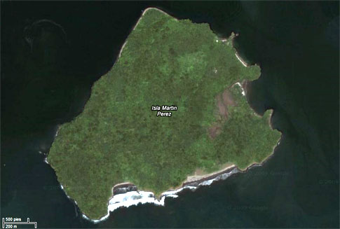 Isla Martín Pérez en el golfo de Fonseca. Foto maps.google.com