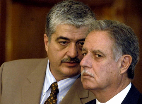 Carlos Vielmann, ex ministro de gobernación, junto al entonces presidente guatemalteco Óscar Berger. Vielmann, en medio del escándalo por la participación de policías en el caso Parlacen y su posterior asesinato en El Boquerón, dejó su cargo en abril de 2007.