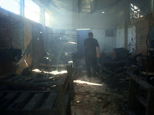 Interior de la cárcel después del inciendio. Foto AFP