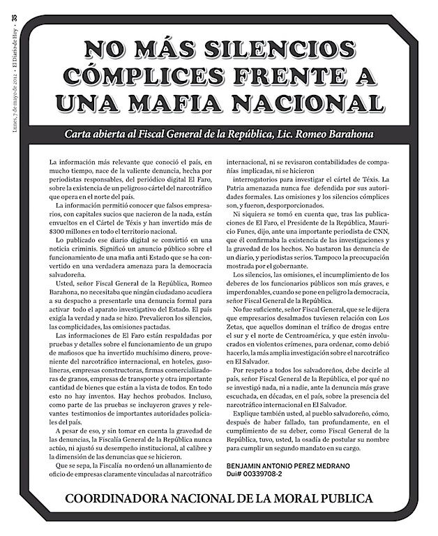Página 35 del El Diario de Hoy, del 7 de mayo del 2012.